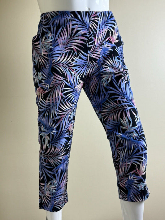 $59 Bettina Star Women’s Crop Stretch Pants Size 14 Blue Tropical. (B.80)