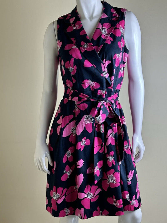 $119 Anne Klein Women's Belted Dress Floral Multicolor Size 6.