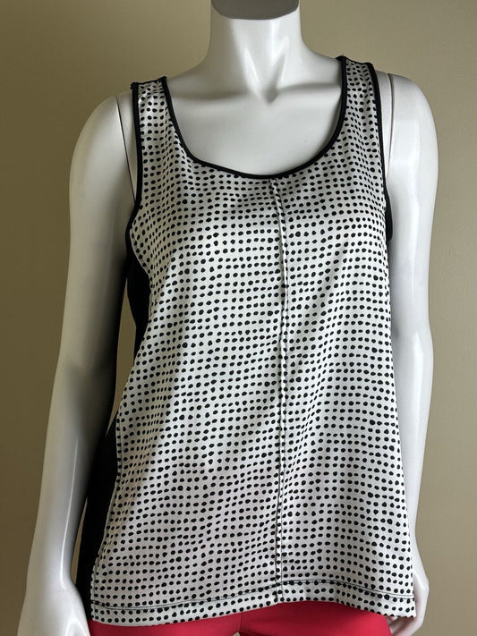 $85 Donna Karan Tank Top Blouse Black White Sz M  (B.53)