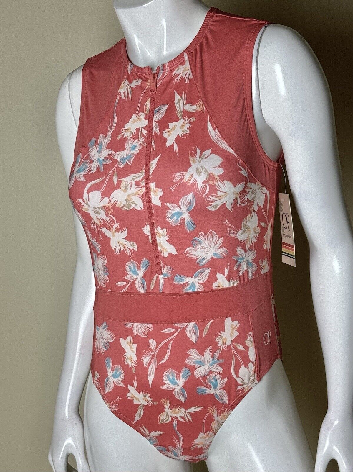 OP Ocean Pacific One Piece SwimSuit Size L Bathing Suit Tropical (53)