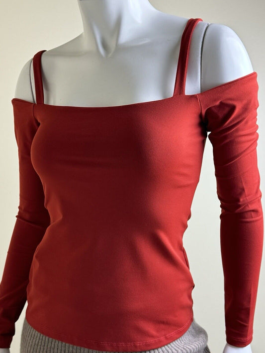 $138 SUSANA MONACO Open Shoulder Long Sleeve Top Size S