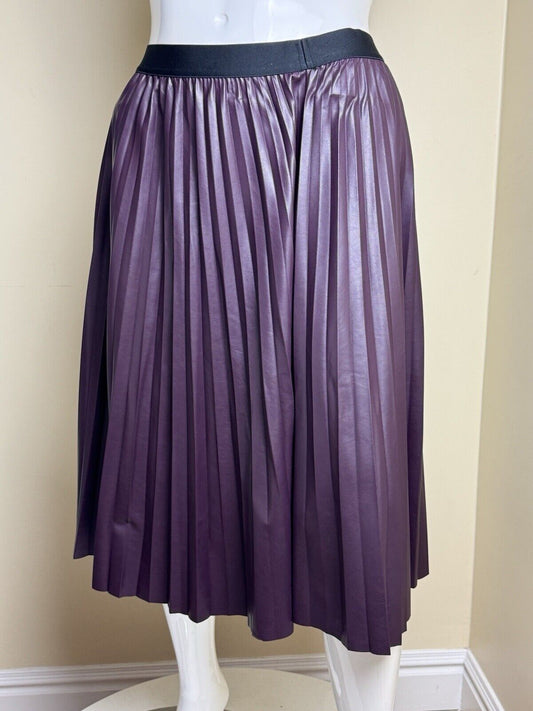 $119 Calvin Klein Women’s Faux Leather Pleated Long Skirt Sz XL