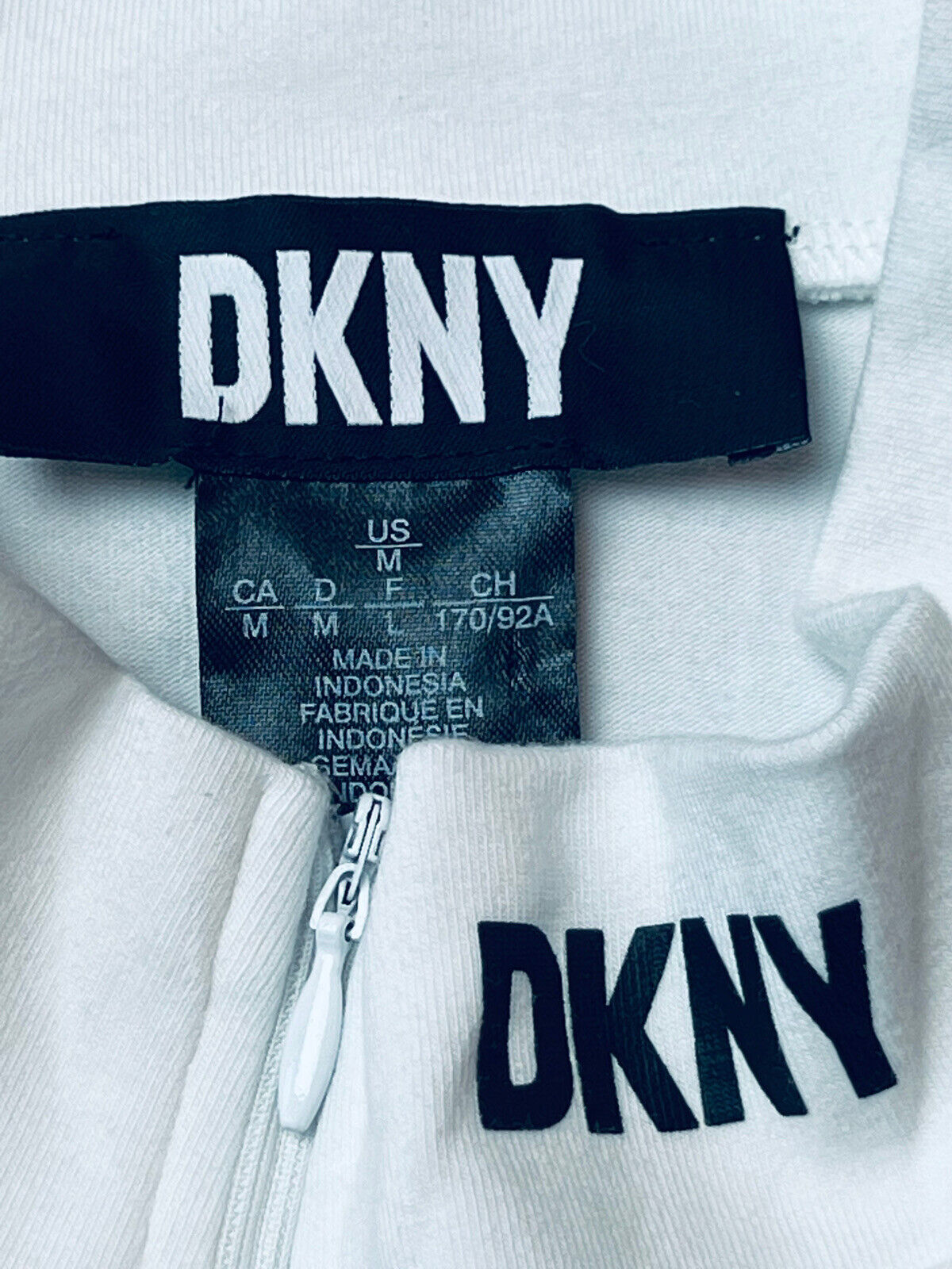 DKNY Dress Women’s Sz M Black White 1/4 Zip Mock Neck (5)