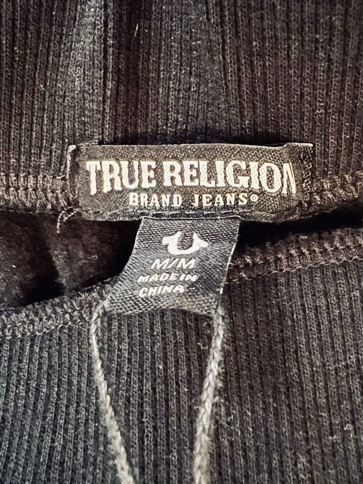 NEW TRUE RELIGION $99 BLACK HIGH RISE LOGO JOGGER PANTS SZ M