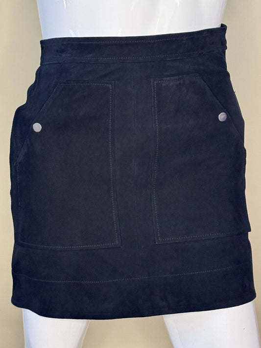 Joes Jeans Black Skirt Sz L 100% Goat Leather  (76)