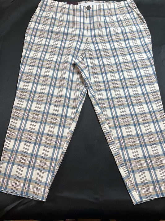 Ava & Viv Women’s Pants Plaid Ankle Mid-Rise Comfort Waist Multicolor Sz 20W