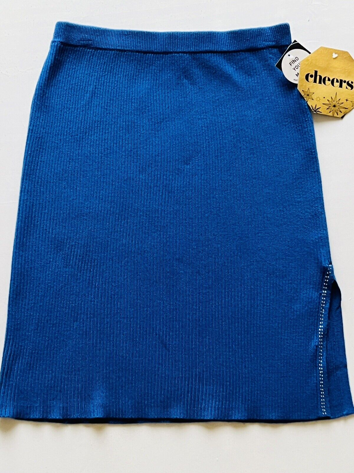 La Rambla Women’s Royal Blue with Diamond Slit Sweater knit pencil skirt Sz S