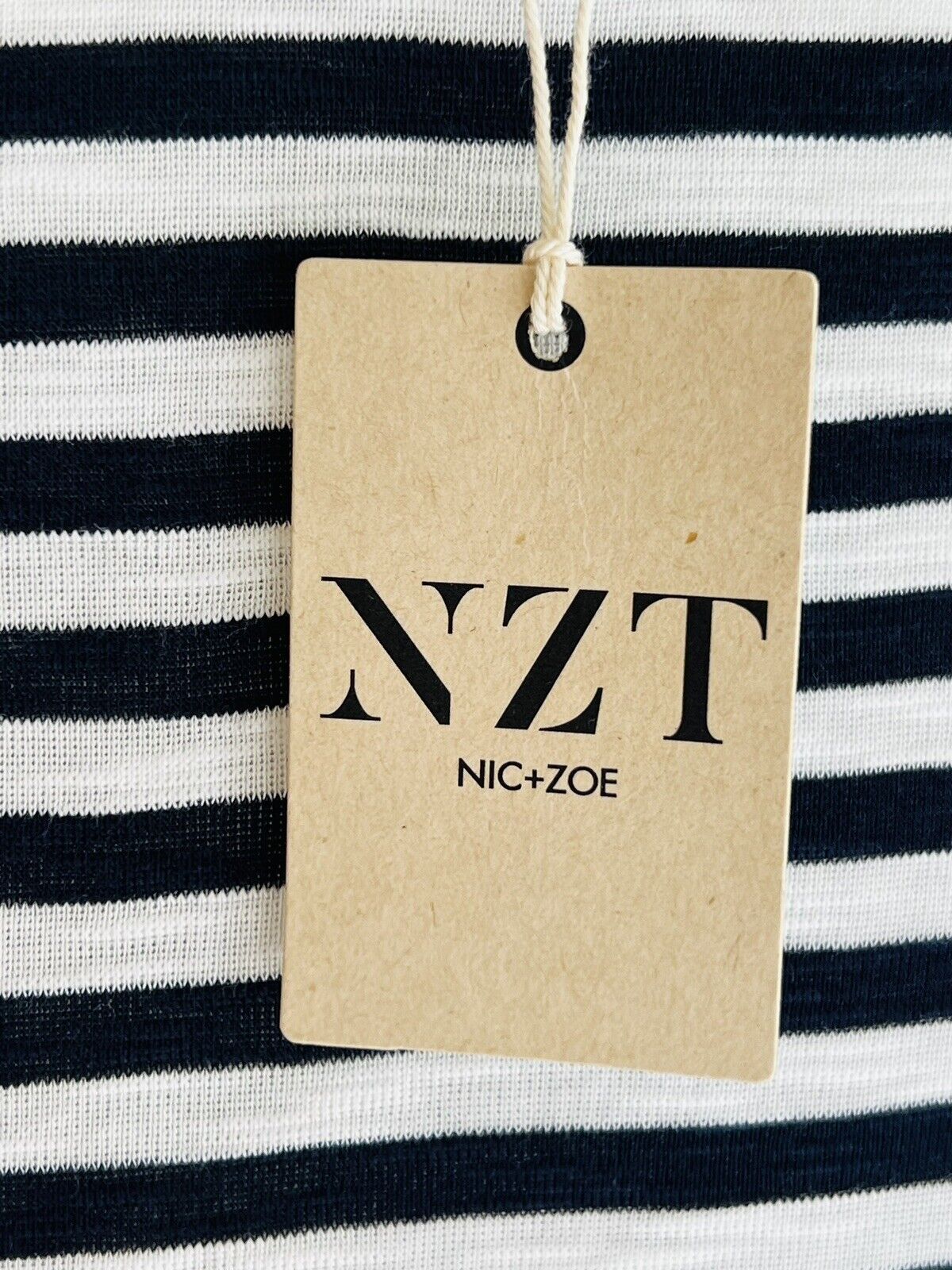 $88 NZT by Nic+Zoe Women's Black White Stripe Scoop Tank Top Size XL (9)