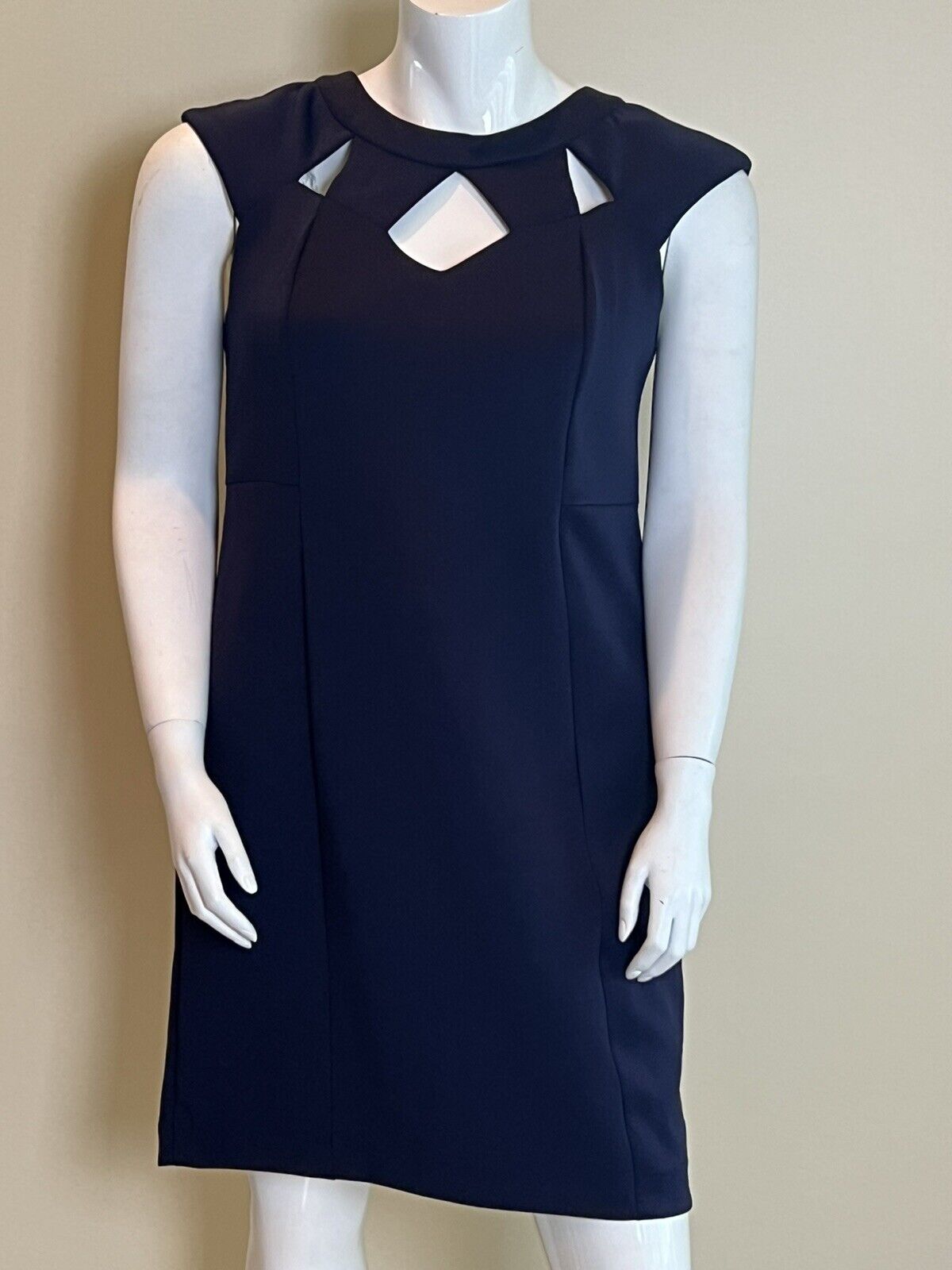 Shelby & Palmer Womens Navy Blue Sleeveless Sheath Dress Size 14W (2#)