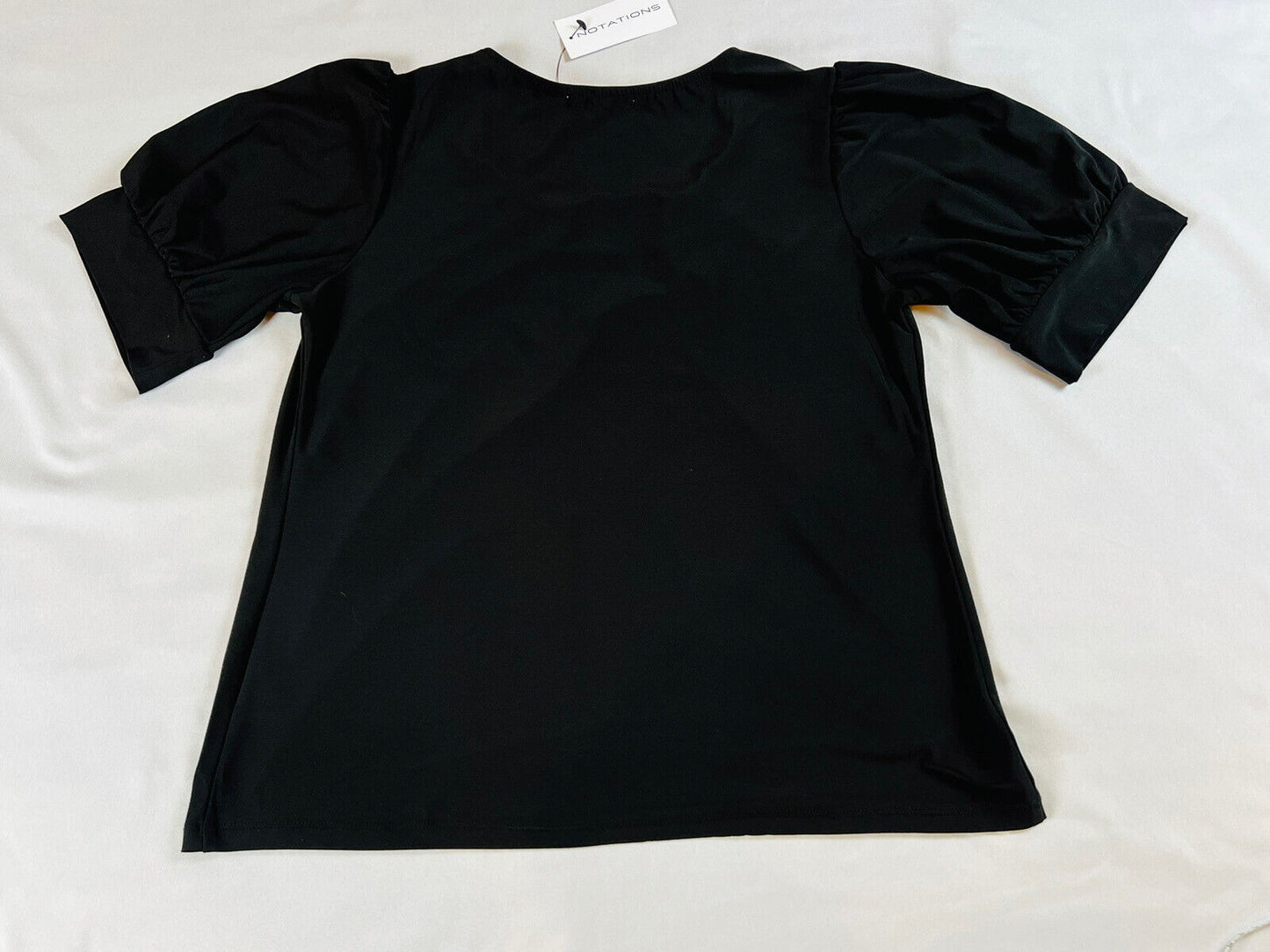 Notations Women's short sleeve top Blouse Shirt Sz S Black