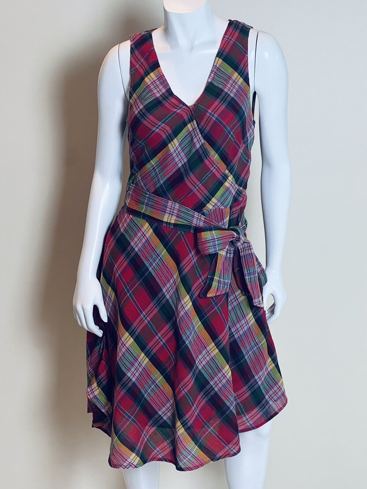 Ralph Lauren Women’s Plaid Cotton Sleeveless Dress Sz 8 Multicolor (2#)