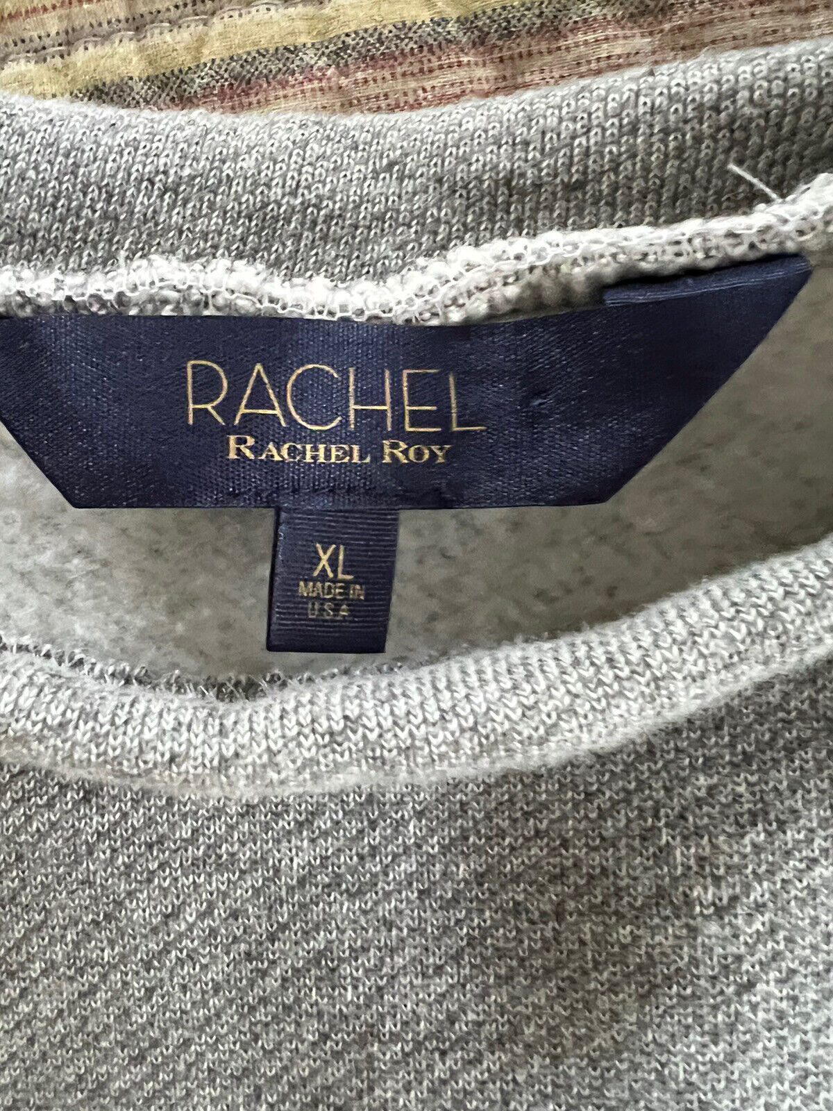 RACHEL Rachel Roy Knit Long Sleeve Gray w/Black Trim Sweater Sz XL Open On Back