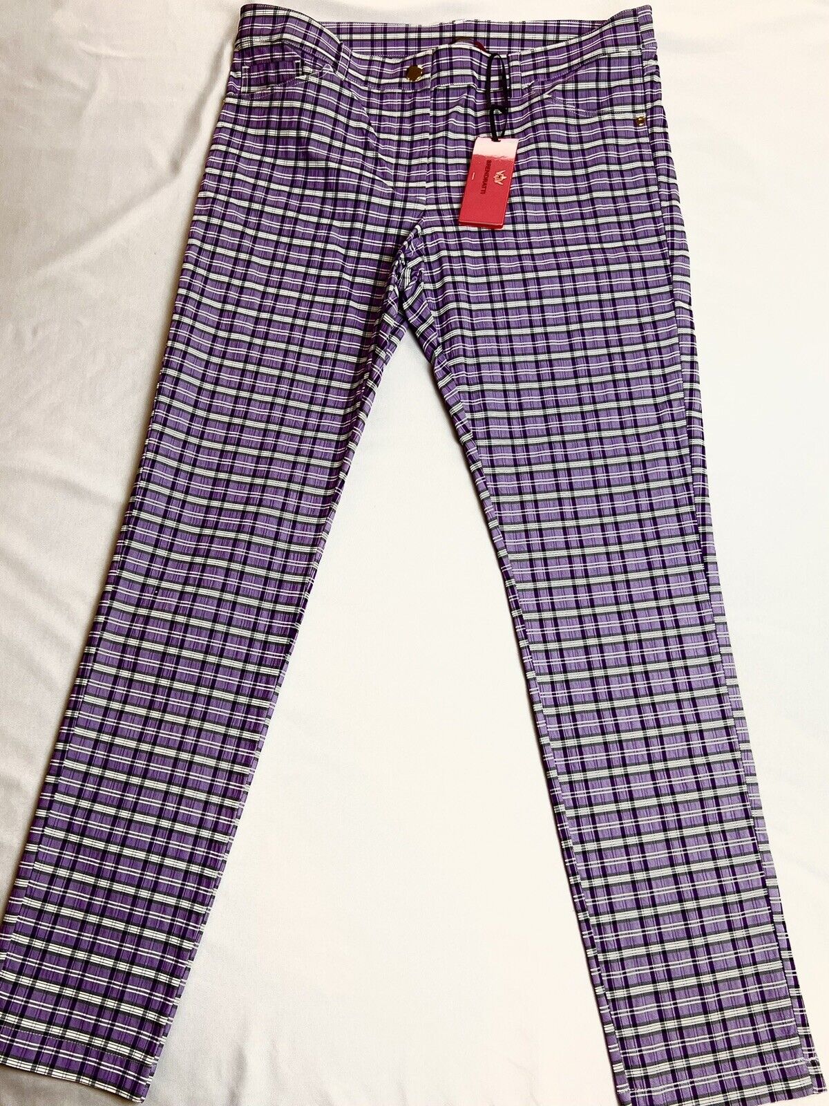 Allie Burke Women's Golf,Tennis Plaid Pants Sz XL 48 Purple $235 MSRP