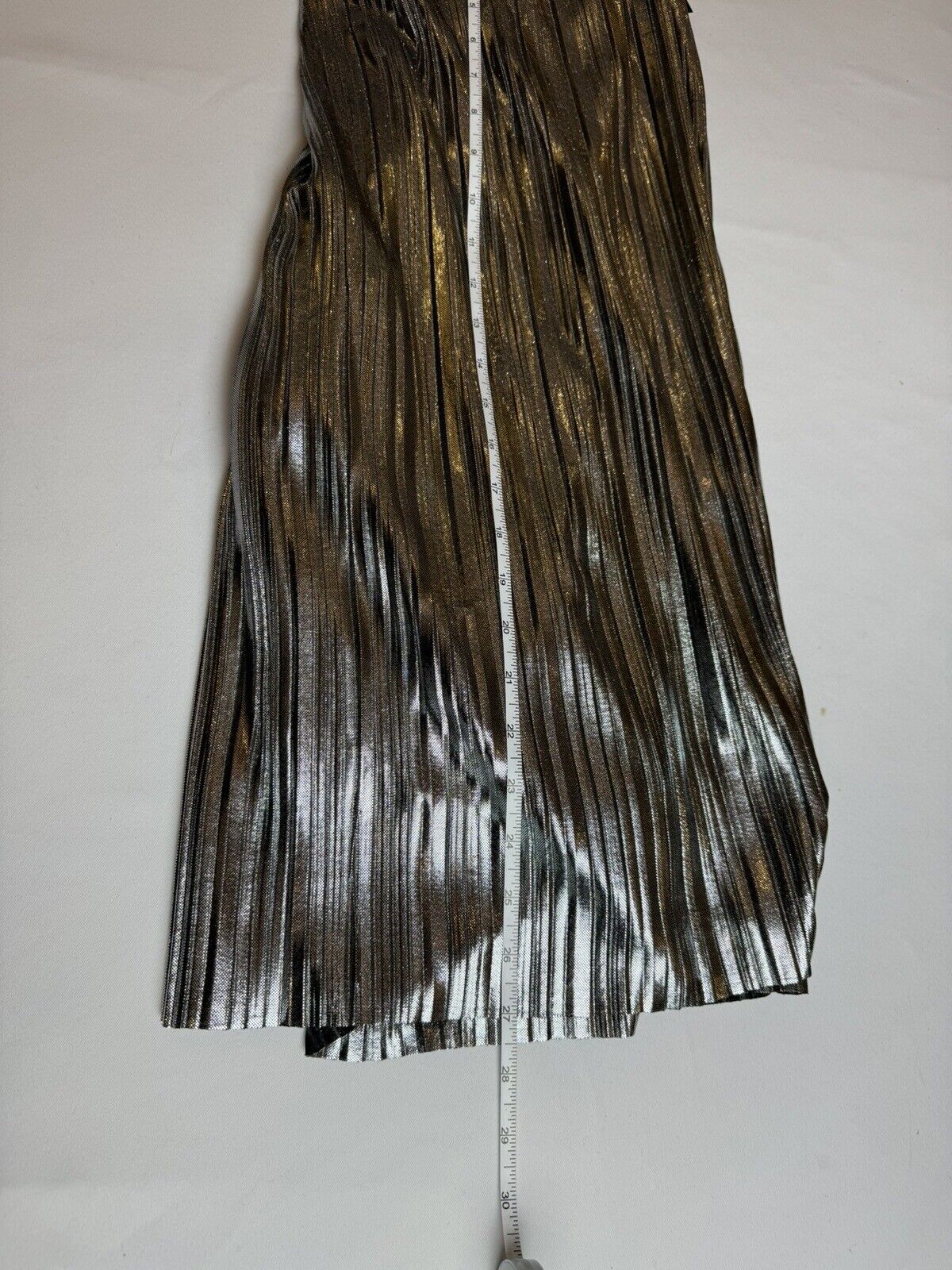 JM Studio By John Meyer Womens Skirt Size XL Silver Metallic Pleated  (74)