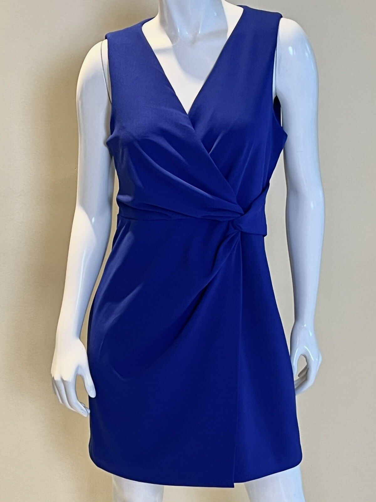 DKNY Women’s Cobalt Blue Sleeveless Knee Length Twist Front Dress Size 12