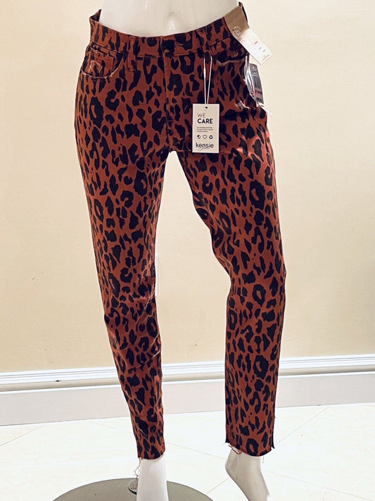 Kensie Vintage Luxe The Ultimate High Rise Skinny Leopard Print Jeans Size 10/30