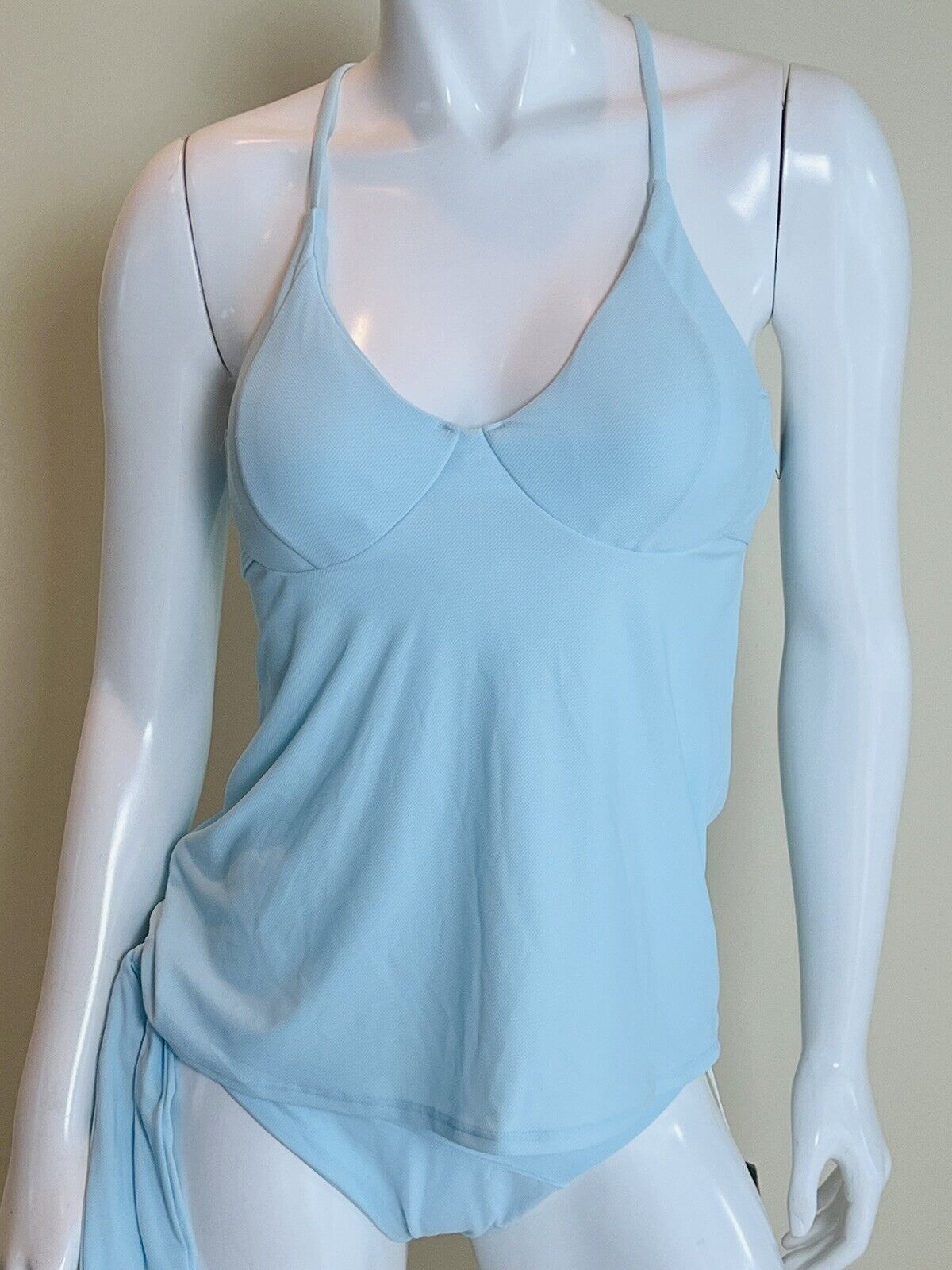 Swim Systems Womens 2 Pc Bathing suit Blue Bikini Bottom Sz L swimwear Top 36D