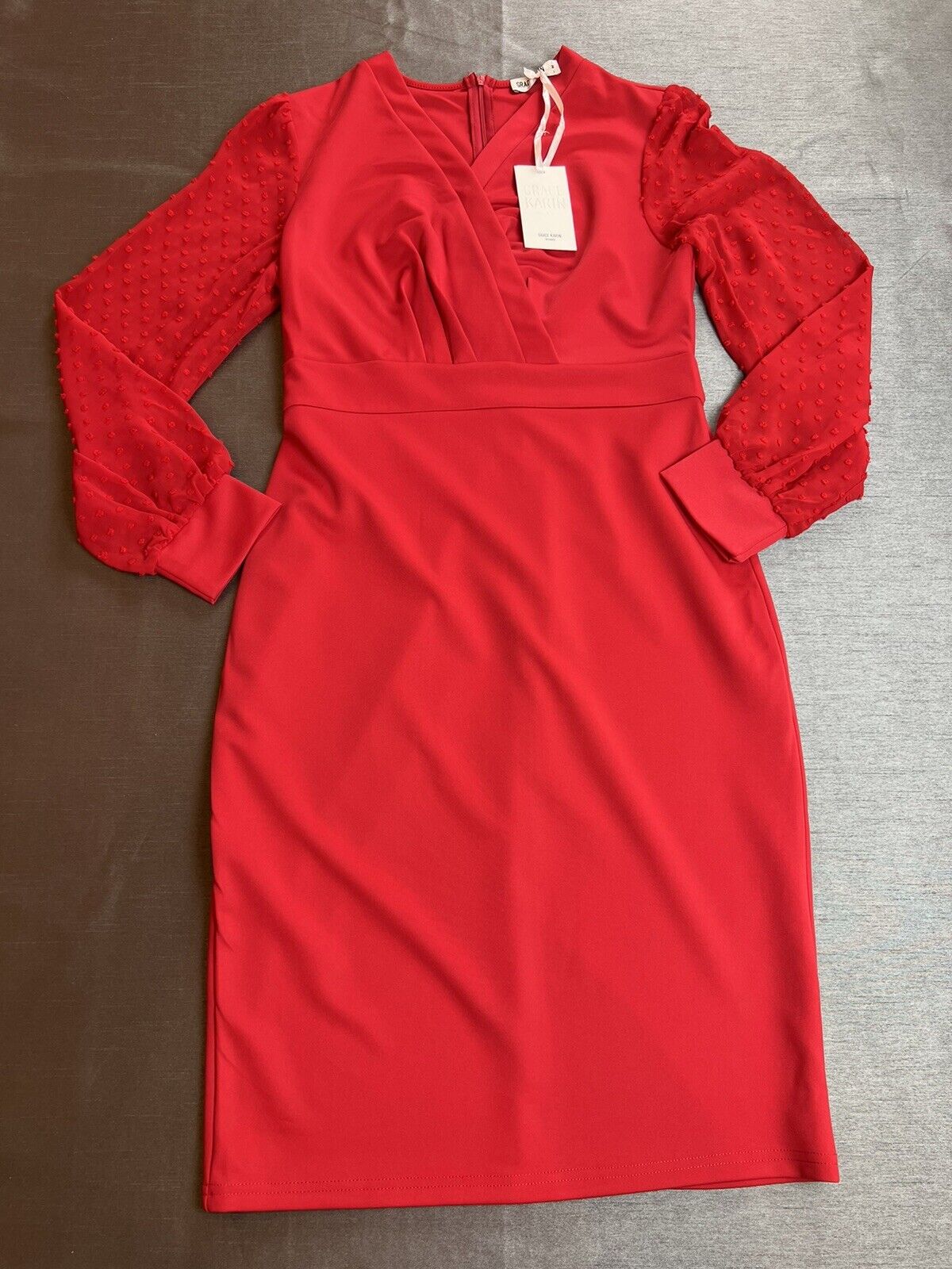 Grace Karin Red Dress Sz M Lace long sleeves