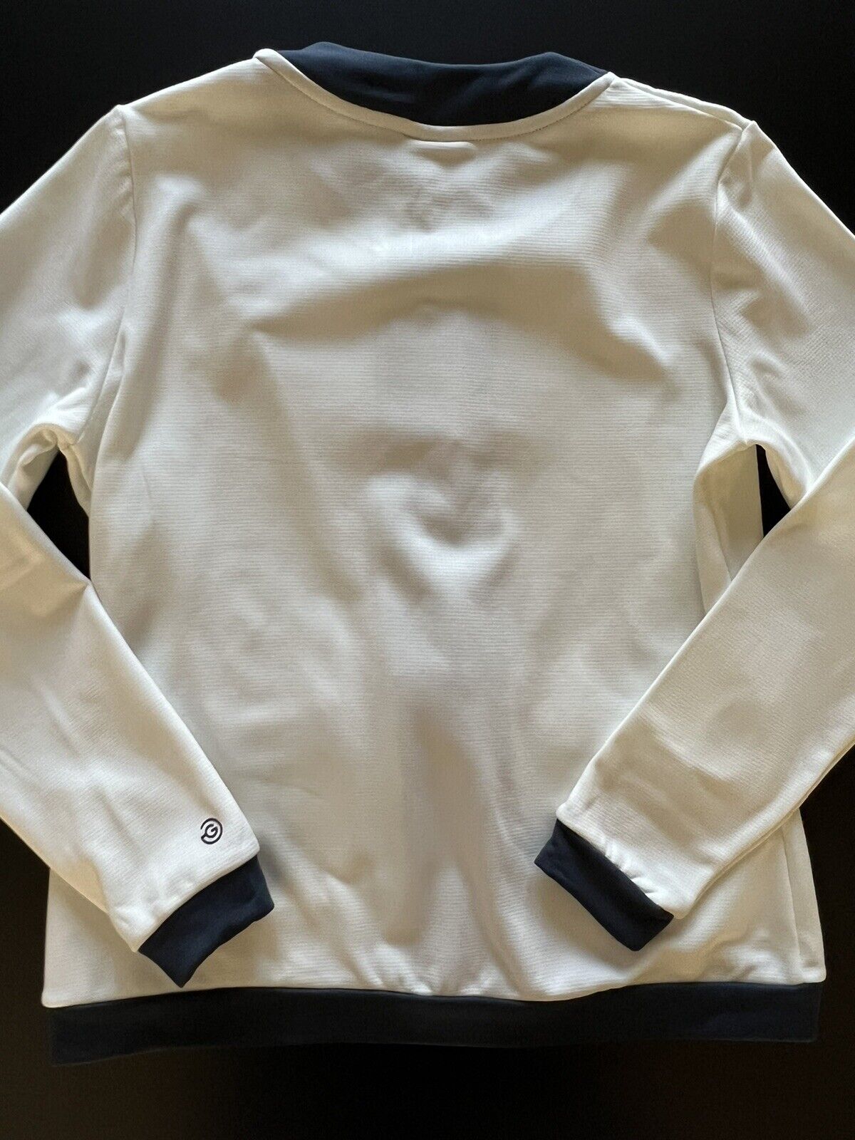 GALVIN GREEN Women’s Cardigan Ivory,Navy Trim Sz S Jacket