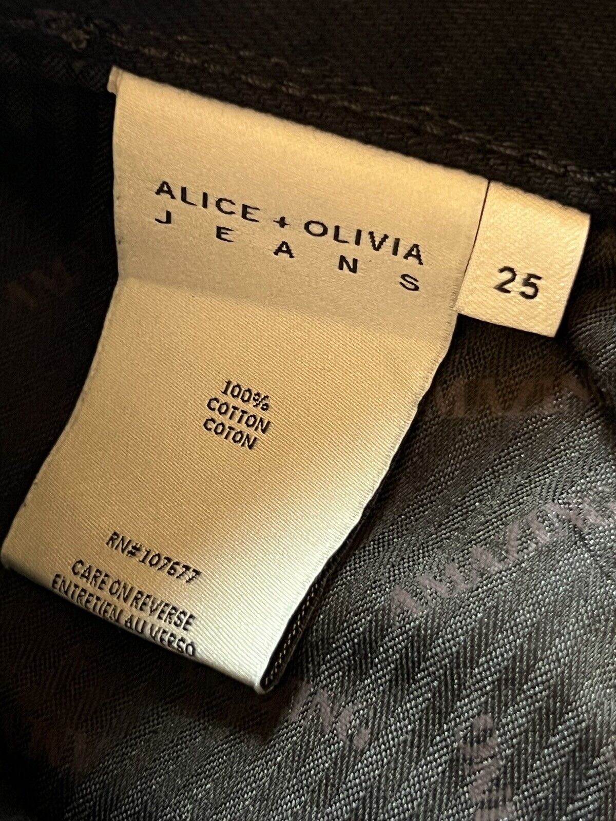 Alice + Olivia Women’s Black Stretch Jeans Sz 25 $265 MSRP