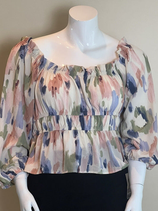 Sofia Vergara Jeans Blouse Size 2XL Multicolor Long-sleeve Top (3)