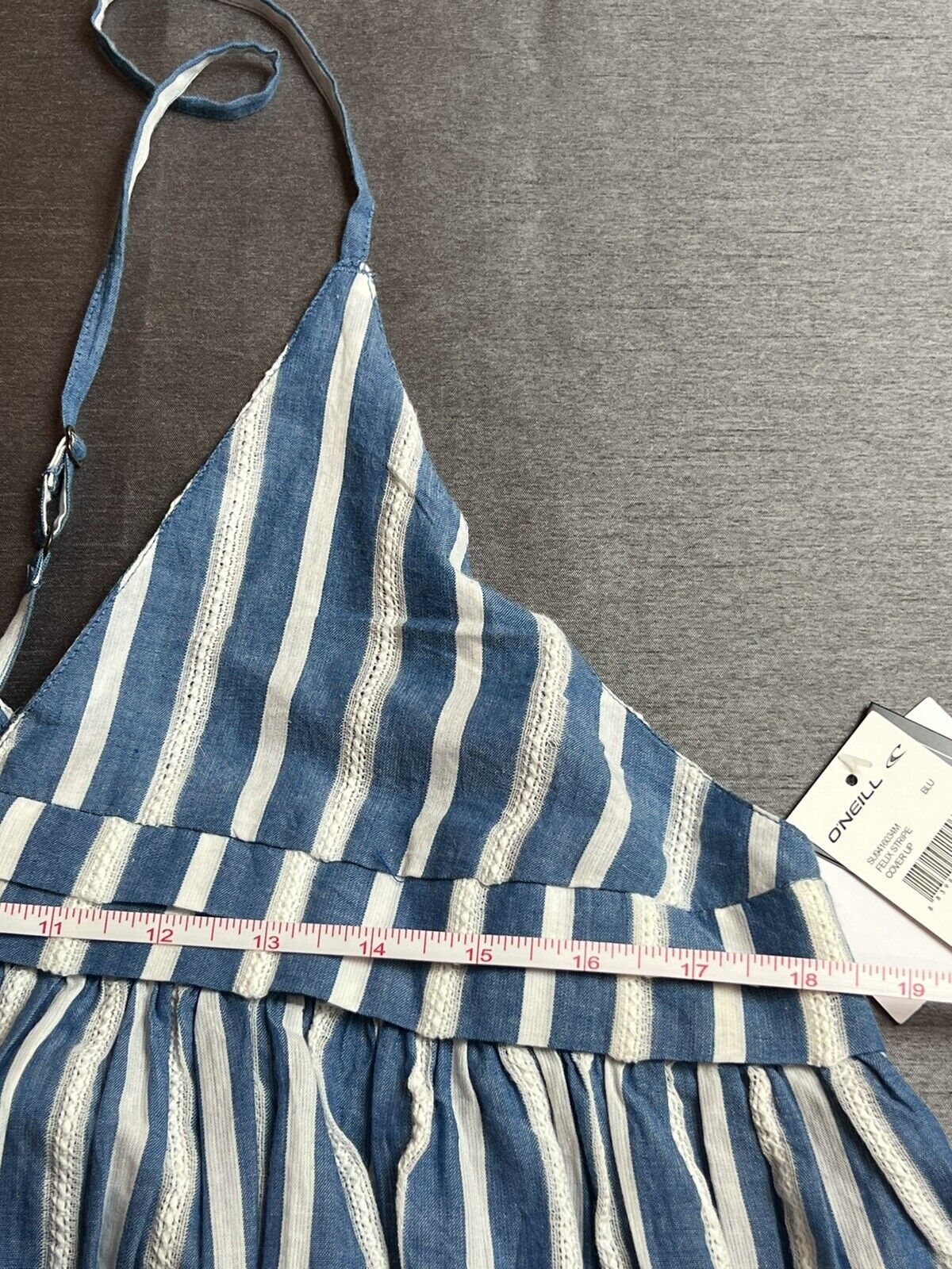 Oneill Dress Women’s Striped Sleeveless Straps Dress Sz XL Blue White (2#)