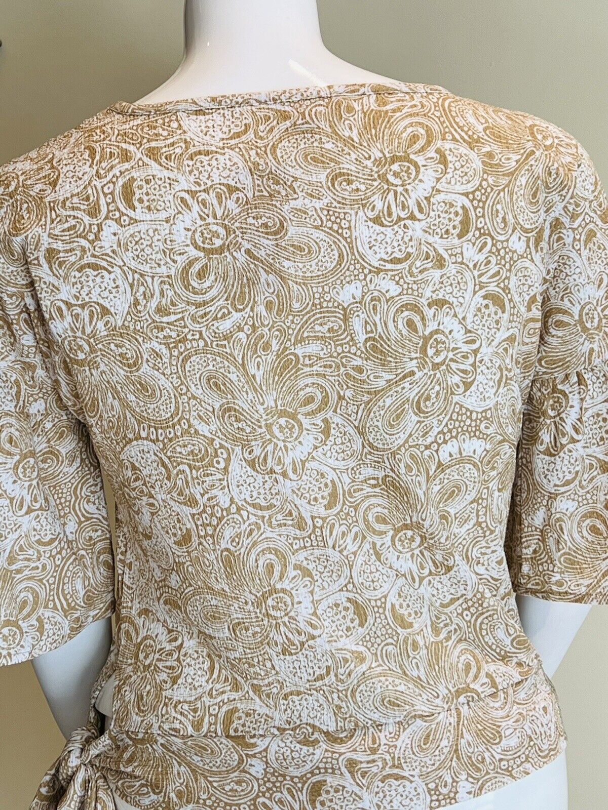 Michael Kors Women’s Blouse Paisley Batik Side Tie Top Sz M