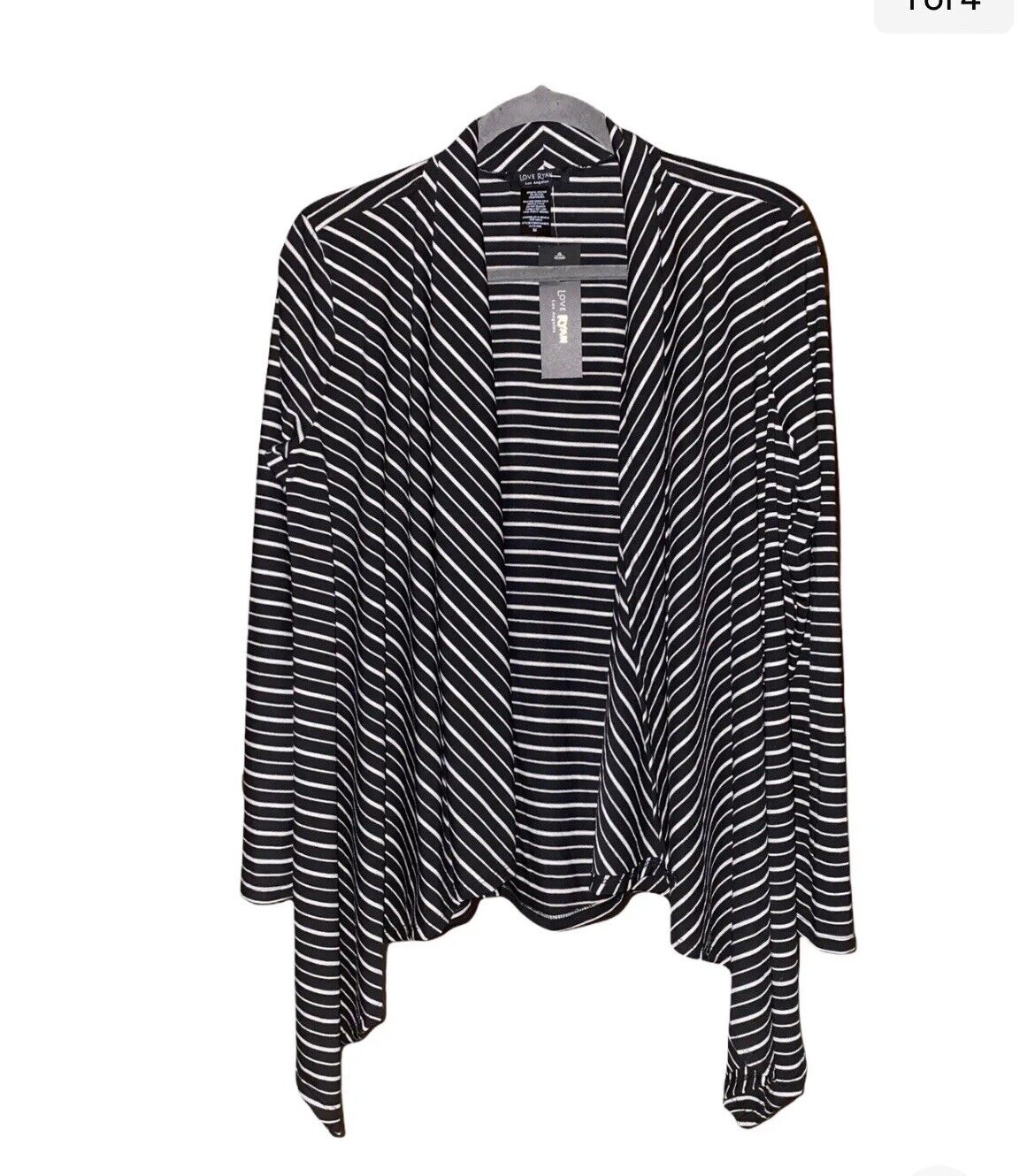 Love Ryan Los Angeles Women’s Duster/Cardigan size XL Striped Black White