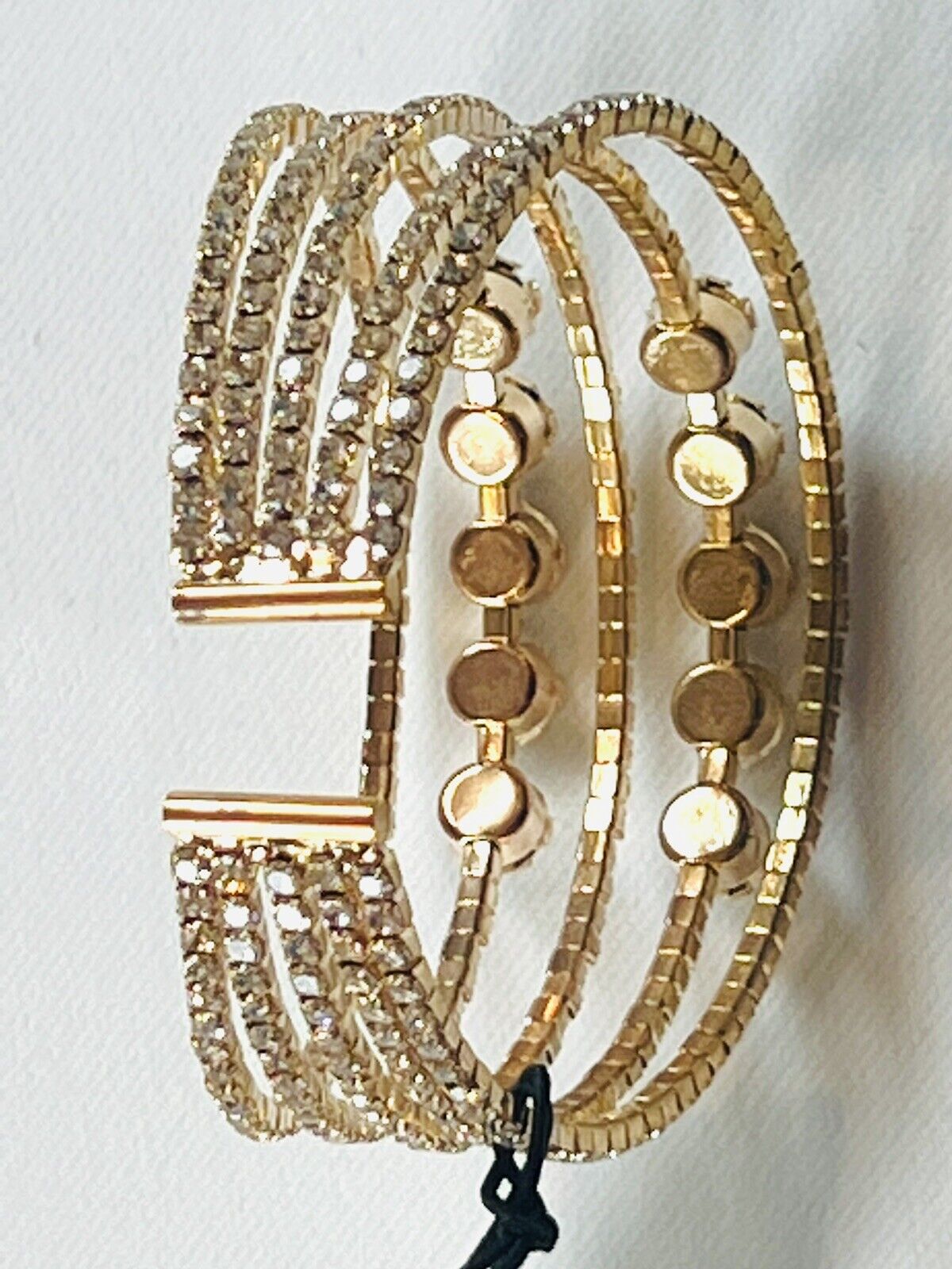 Natasha Cuff Bracelet Gold Tone Rhinestone