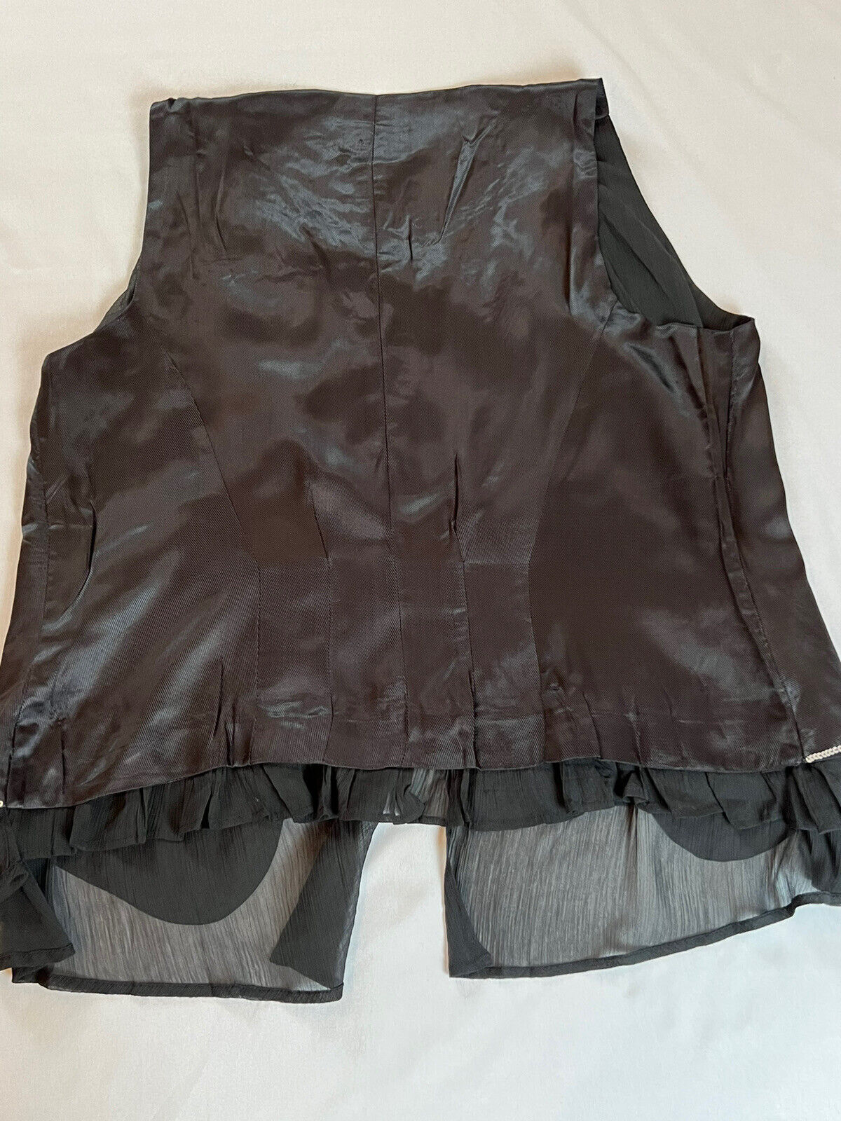 Olivia & Grace blouse with attached beaded satin vest Black Sz L