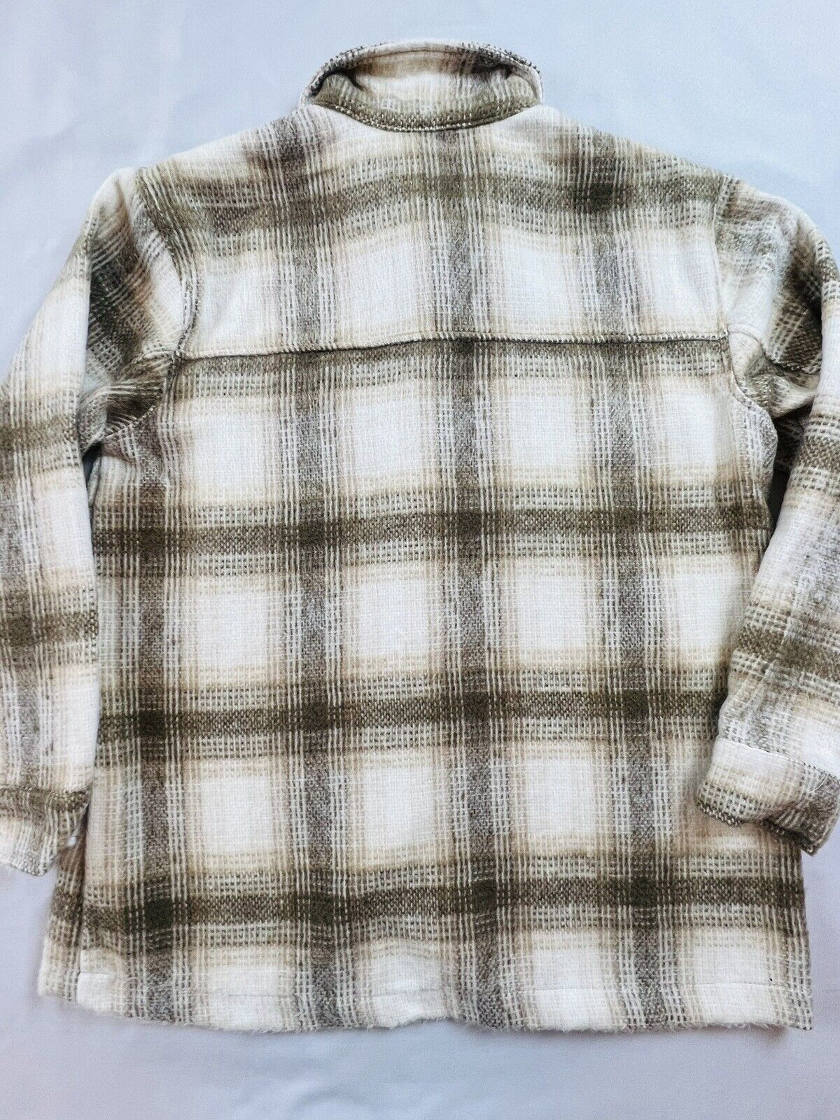 Time & Tru Women's Soft Fleece Shirt Jacket Size L Plaid Beige