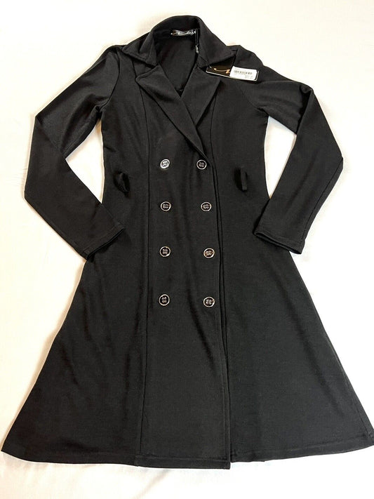 Neesha Women’s Trench Dress Black Jacket Sz S