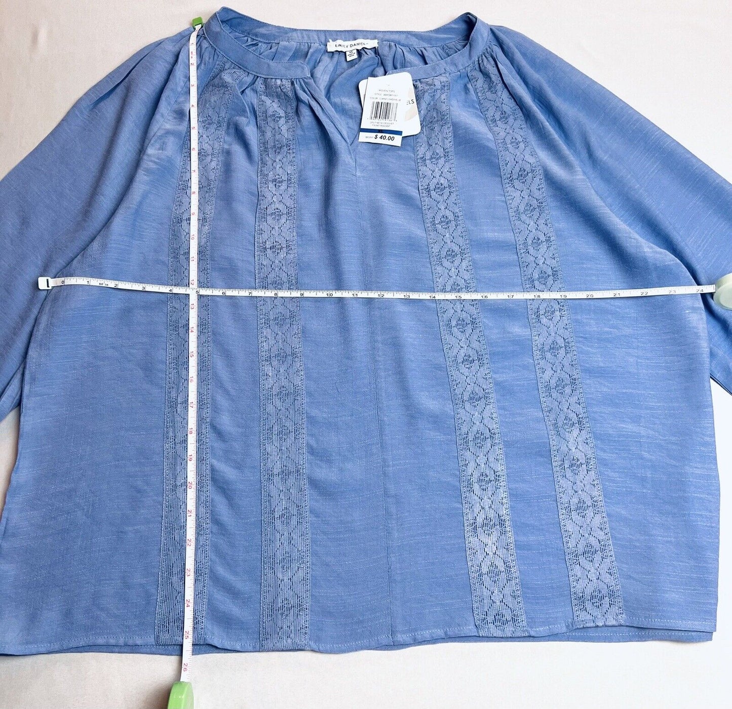 Emily Daniels Women’s Blue Blouse Long Sleeve Shirt Top Sz XL