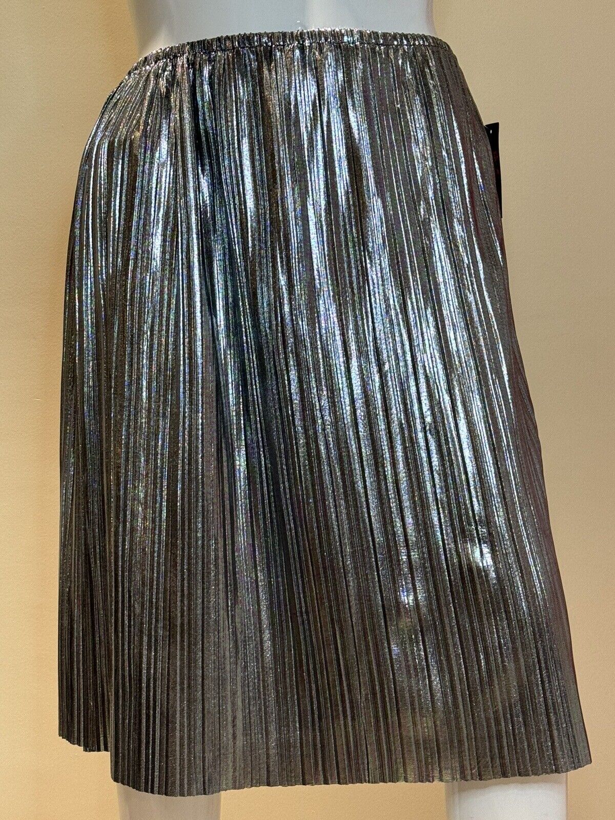 JM Studio By John Meyer Womens Skirt Size XL Silver Metallic Pleated  (74)