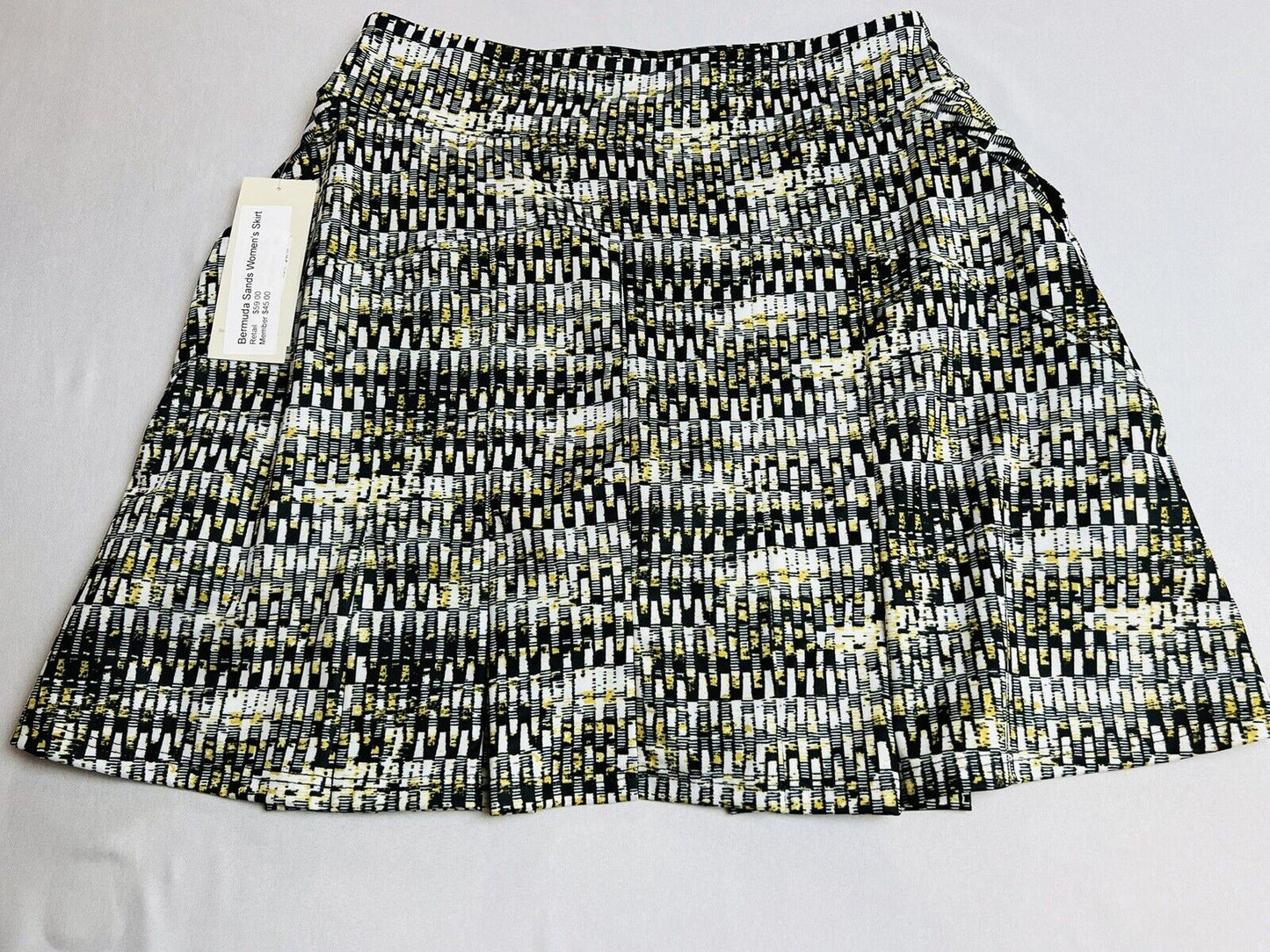 Bermuda Sands Women’s Golf Skirt Black Yellow Stretch Skort Sz L