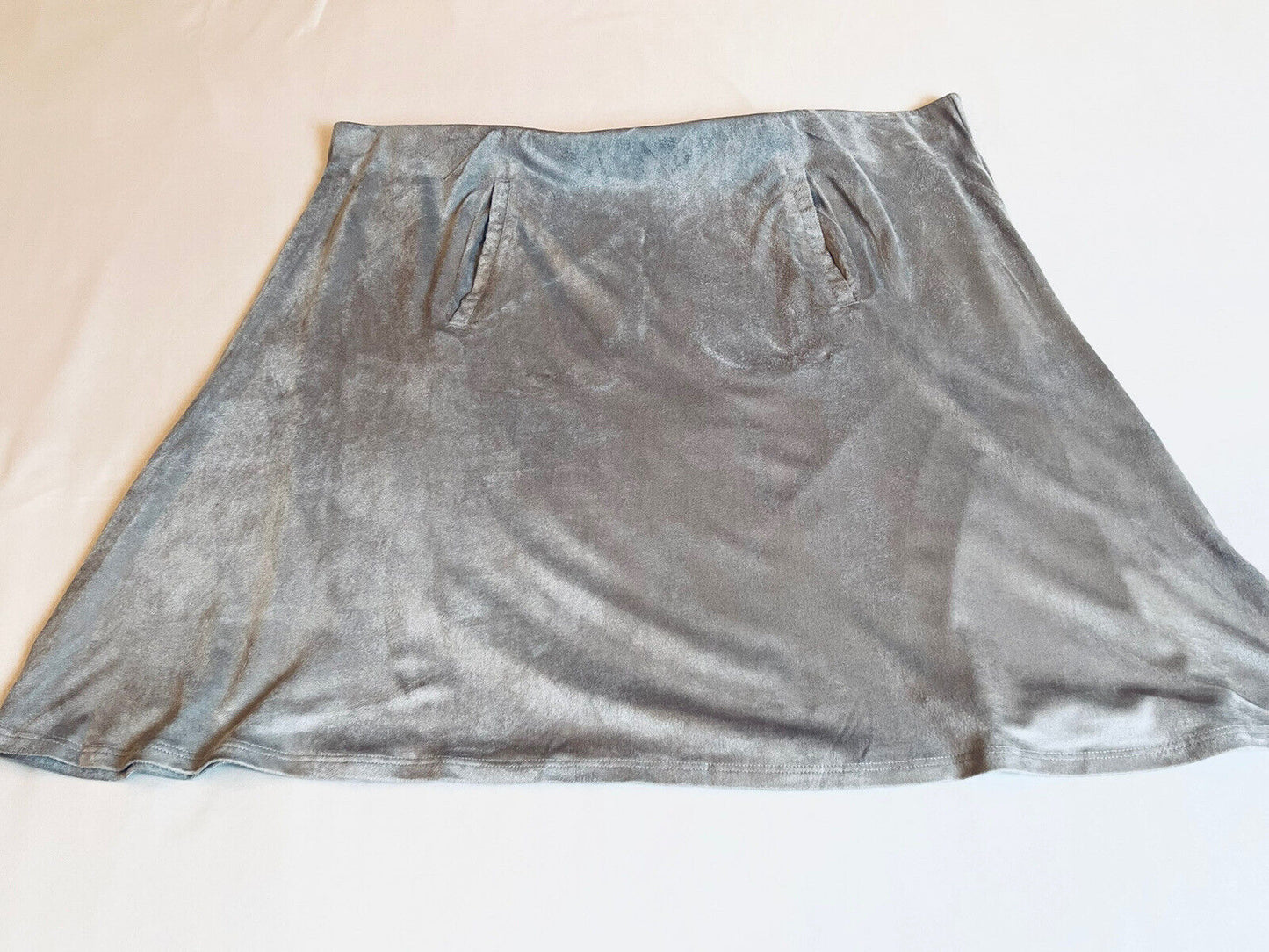 SERRA Women's Gray Microfiber-Suede Skater Mini Skirt Pockets Sz XL