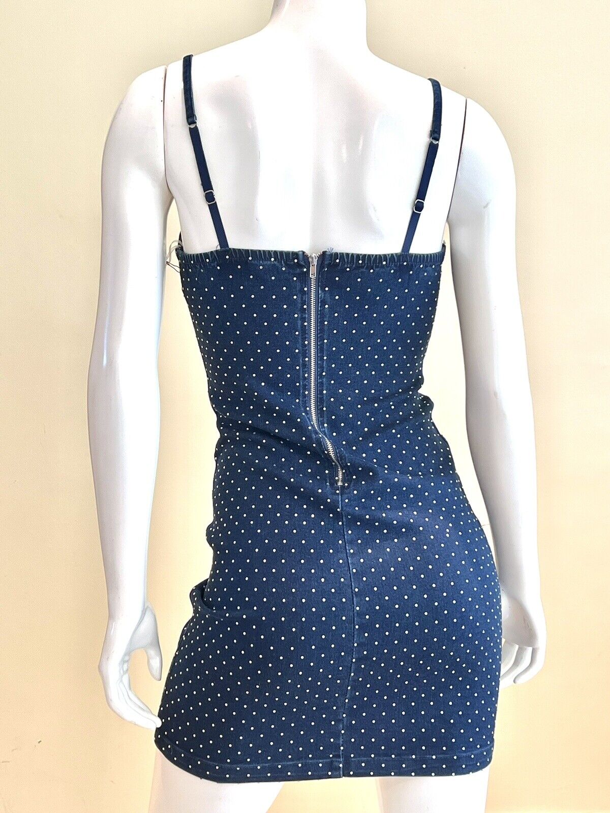 Blashe Women's Rhinestone Jeans Dress Blue Stretch Sz S