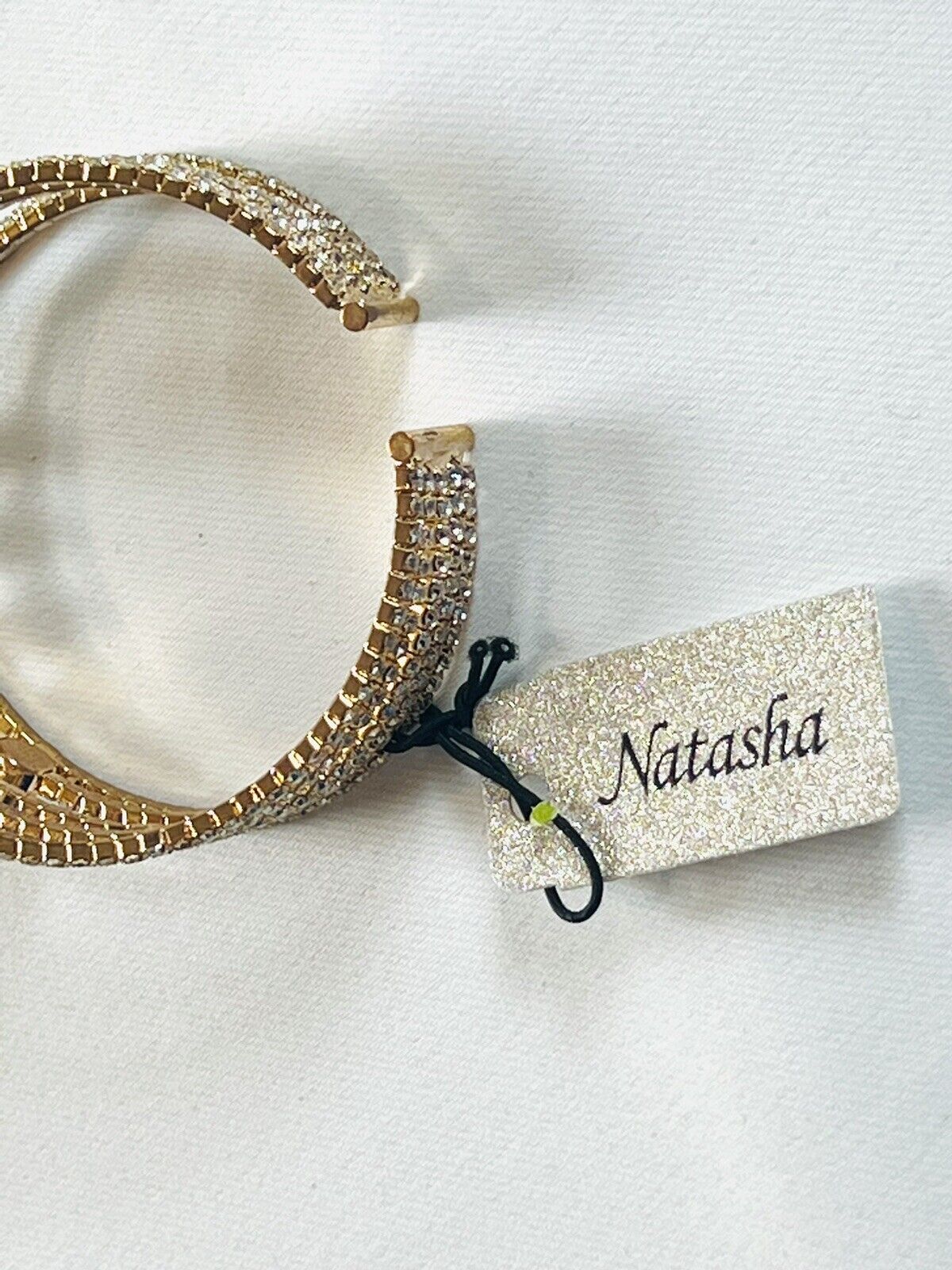 Natasha Cuff Bracelet Gold Tone Rhinestone