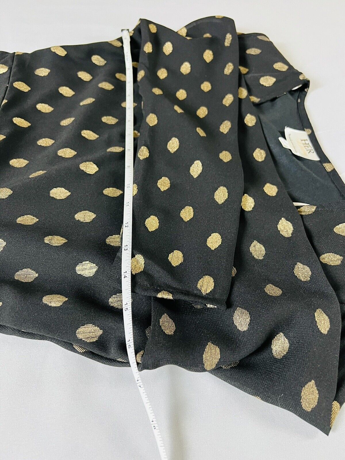 Her Destiny Women’s Dress Black Metallic Gold Dots Dress Sz Small