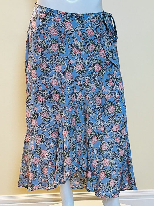 Max Studio Women’s Blue Long Floral Skirt Sz L (1)