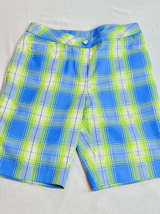 EP Pro Women’s Aqua Blue Plaid Golf Shorts Size 4