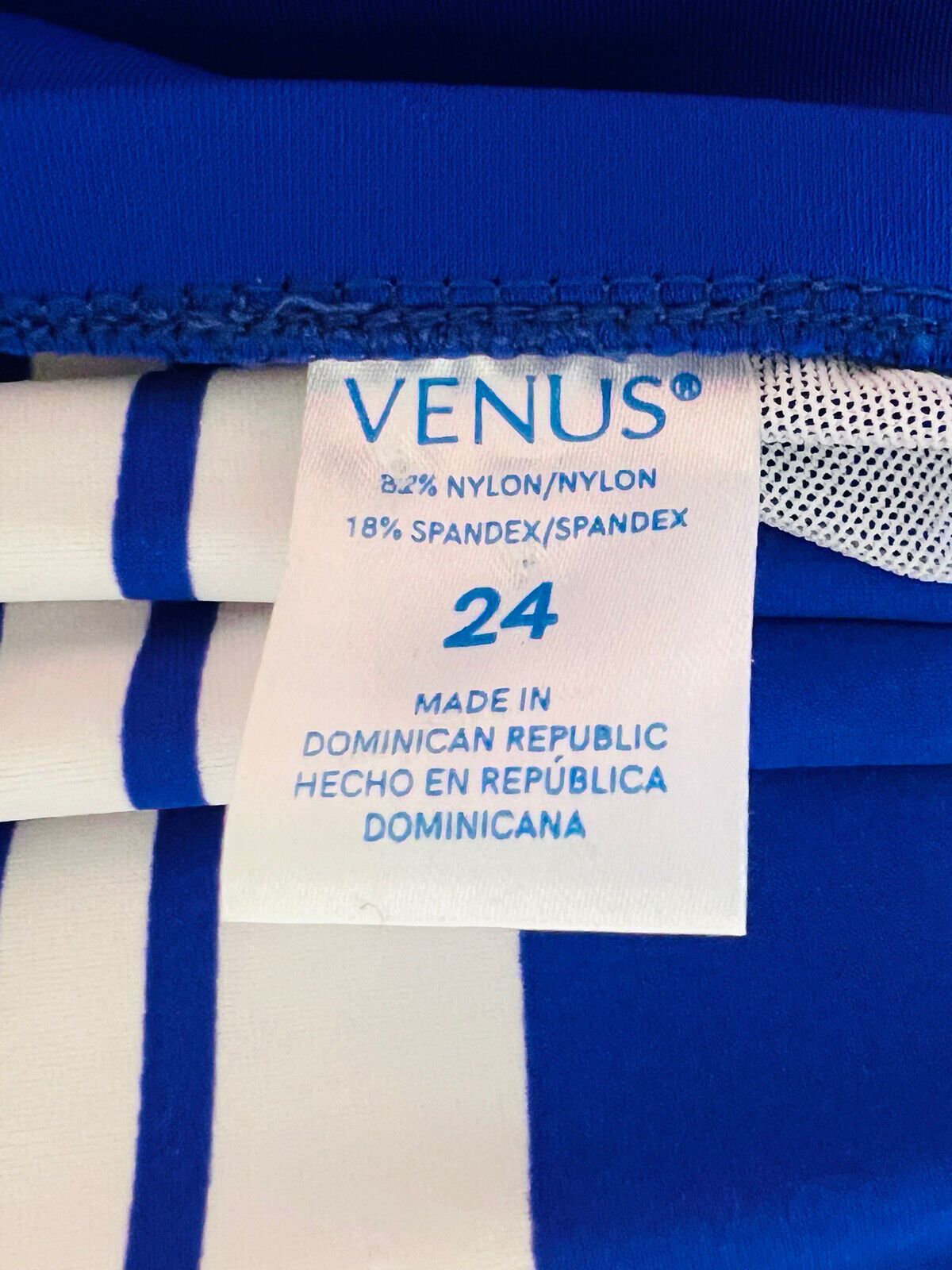 Venus Bikini Swimsuit Top Blue White Stripe Sz 6 / Blue Bottom Sz24 Bathing Suit