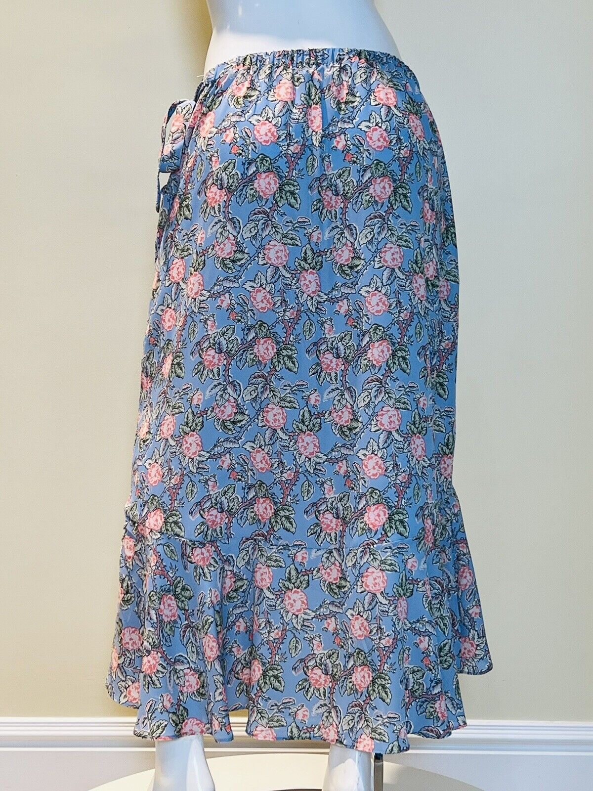 Max Studio Women’s Blue Long Floral Skirt Sz L (1)