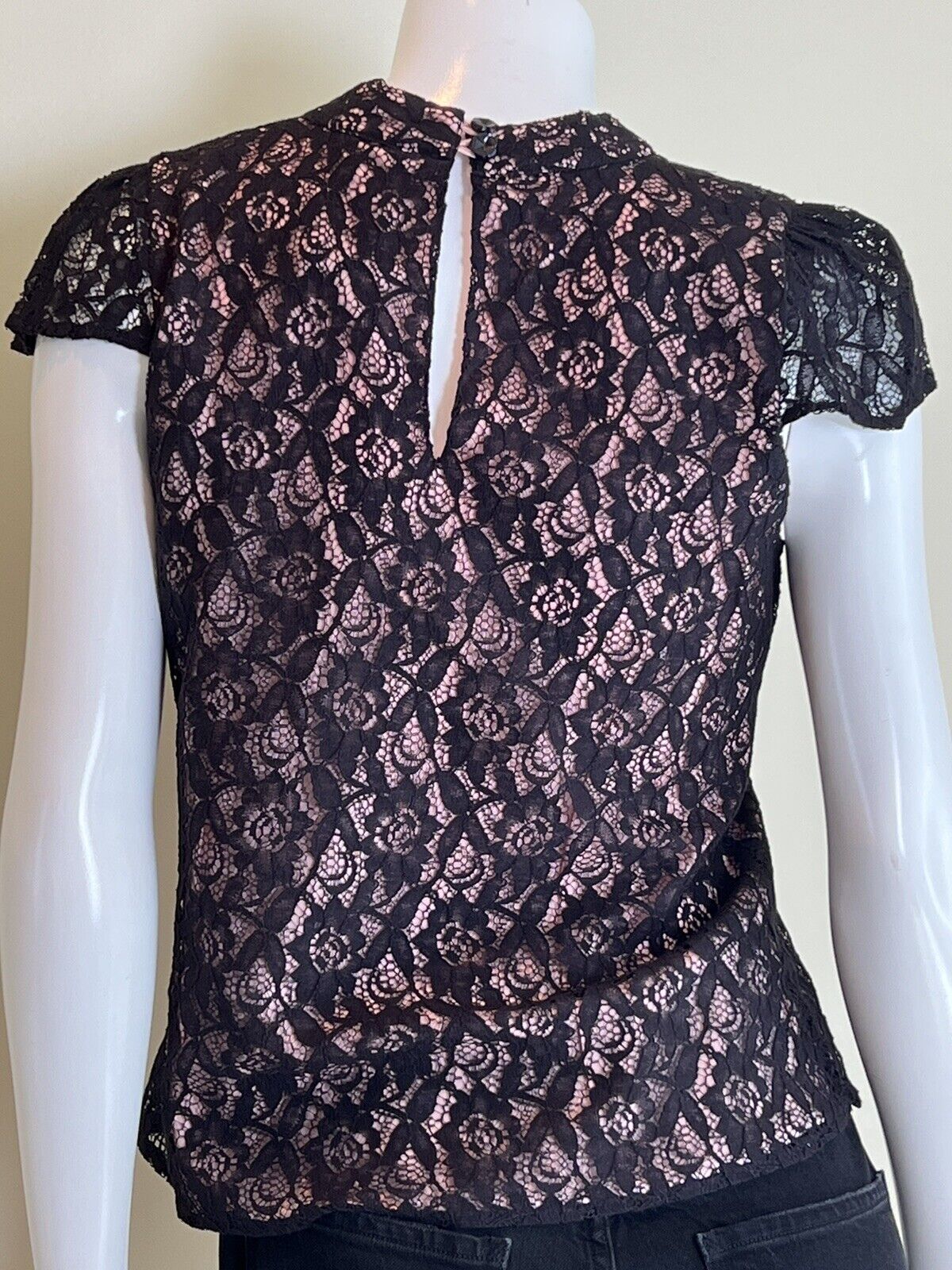 Vertigo Women's Top Crochet Blouse Black Size M $180 Retail (3)