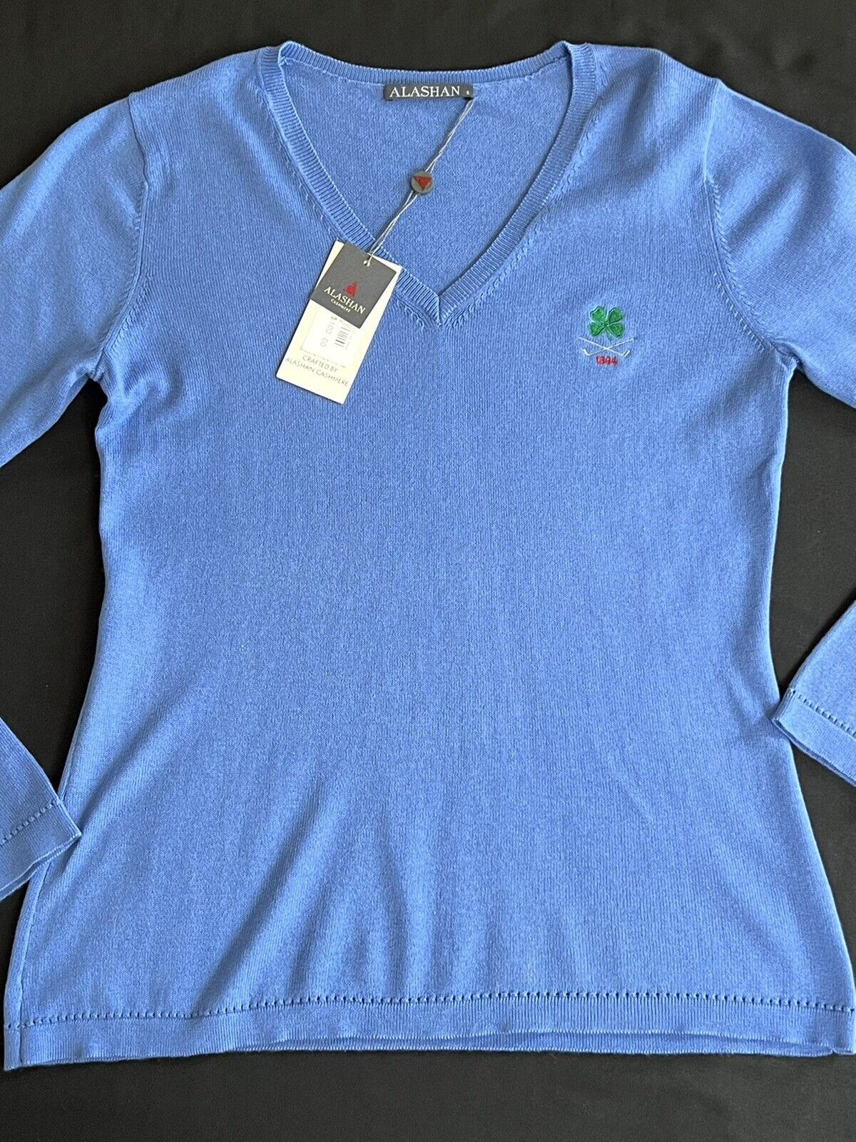 ALASHAN Cotton Cashmere Pullover Sweater, Women’s Blue Sz S