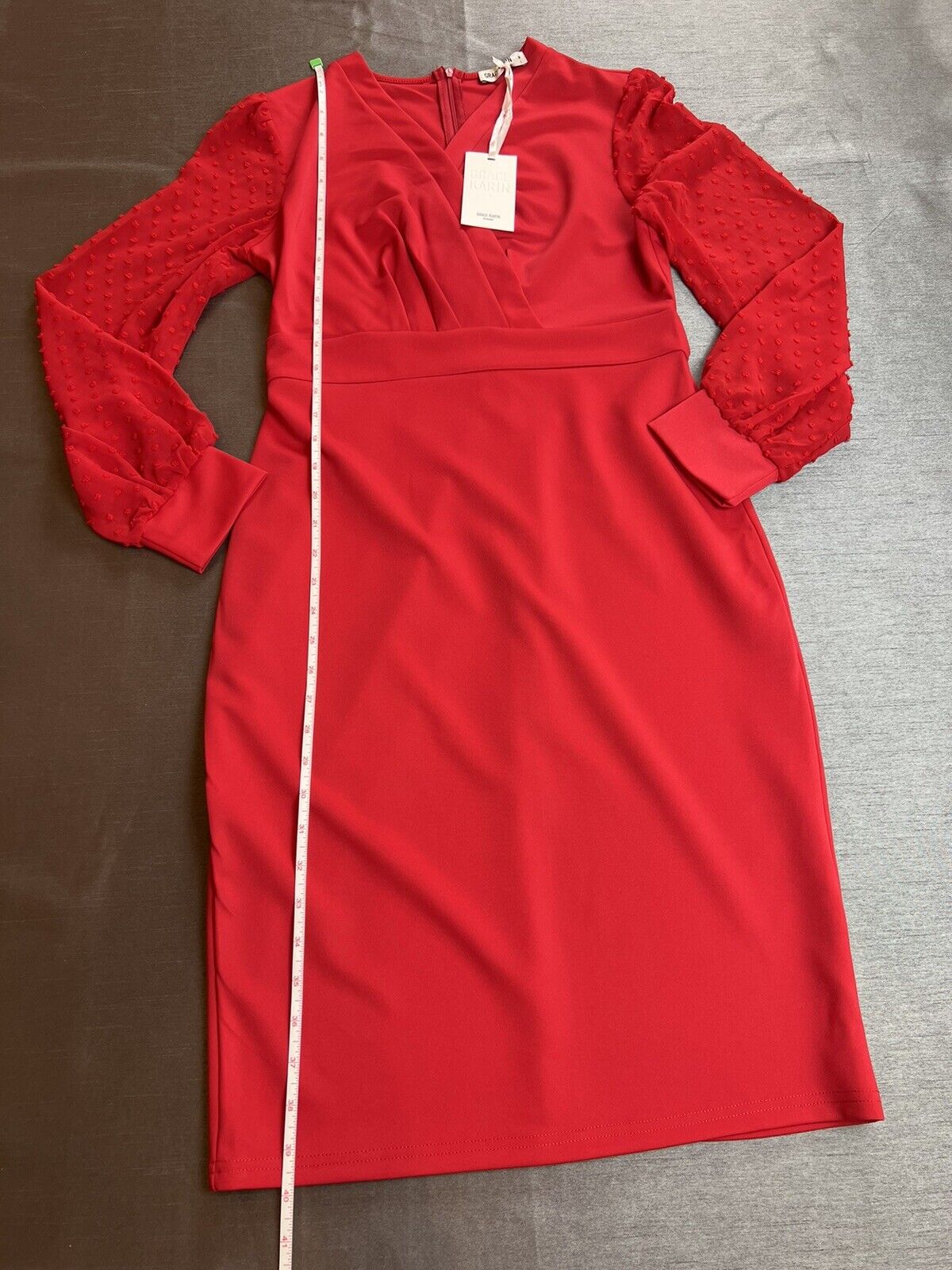 Grace Karin Red Dress Sz M Lace long sleeves