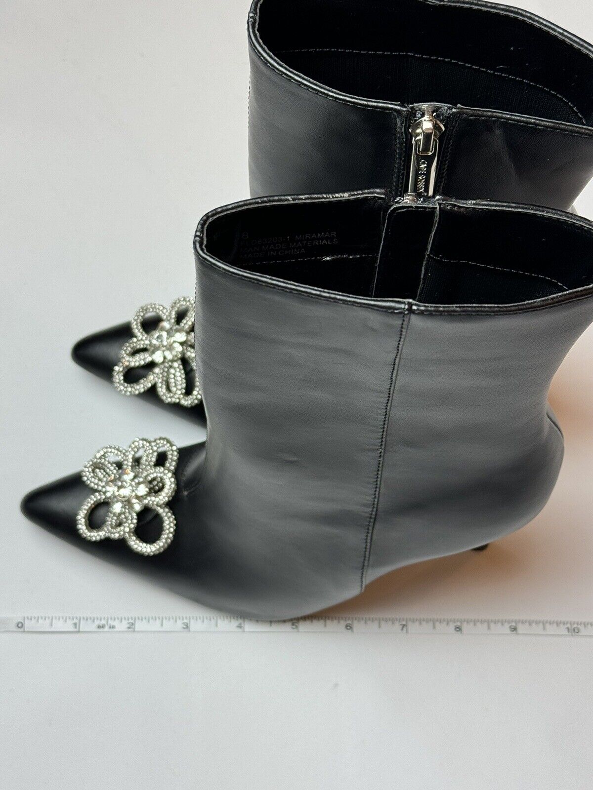 Cape Robbin Women's Black Boots W/Rhinestone Floral Size 8