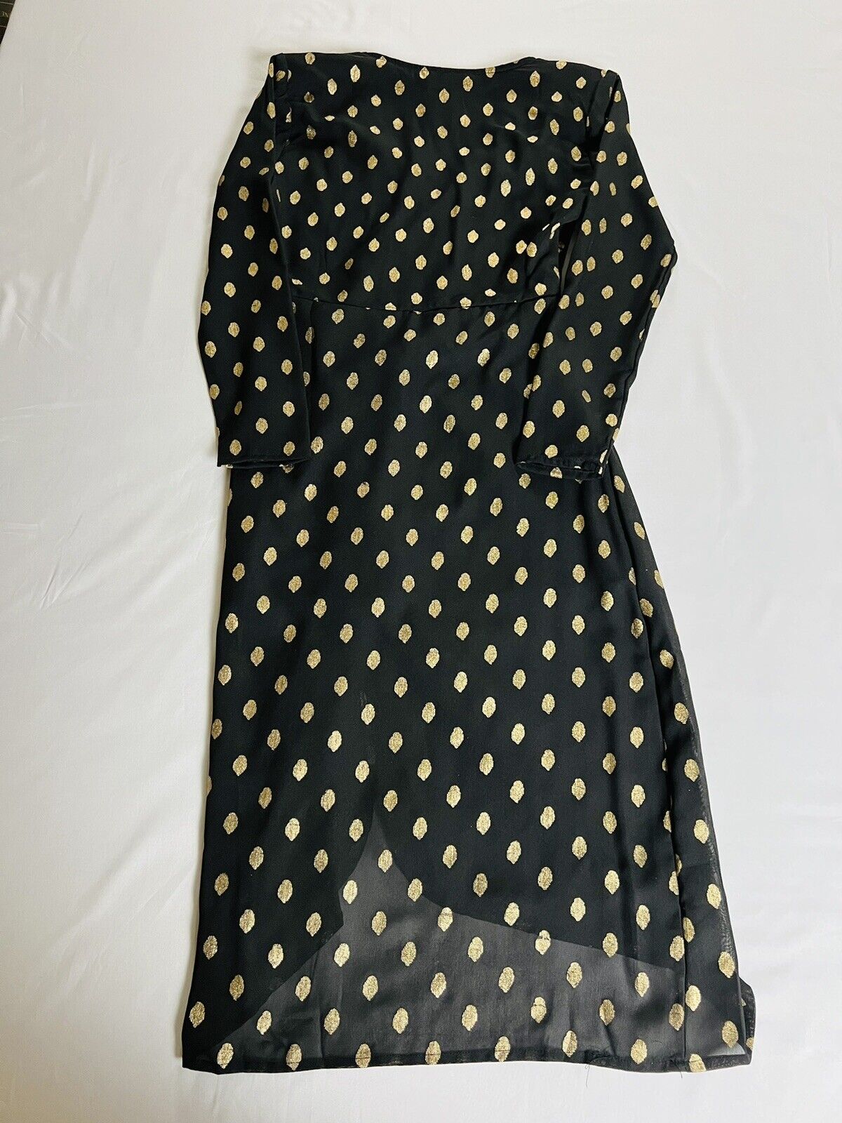 Her Destiny Women’s Dress Black Metallic Gold Dots Dress Sz Small