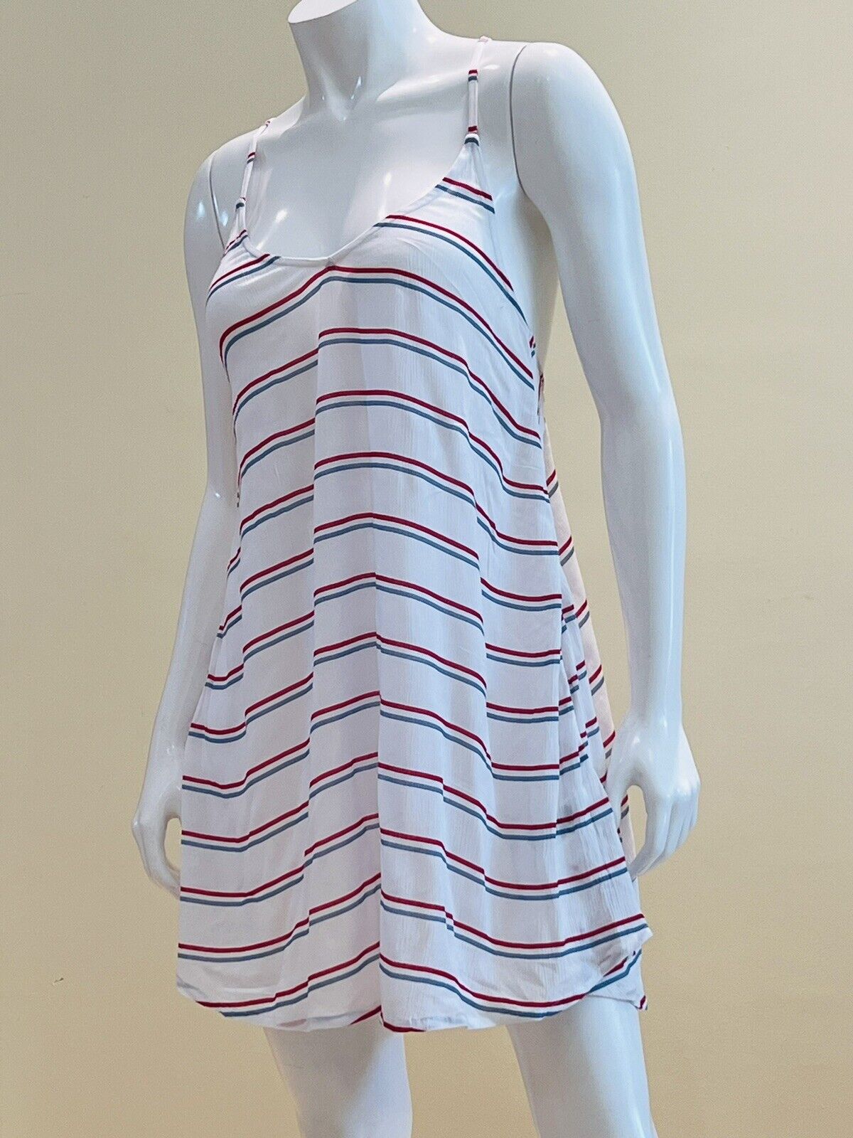 Roxy WHITE stripes blue red Cover-up Dress Sz S