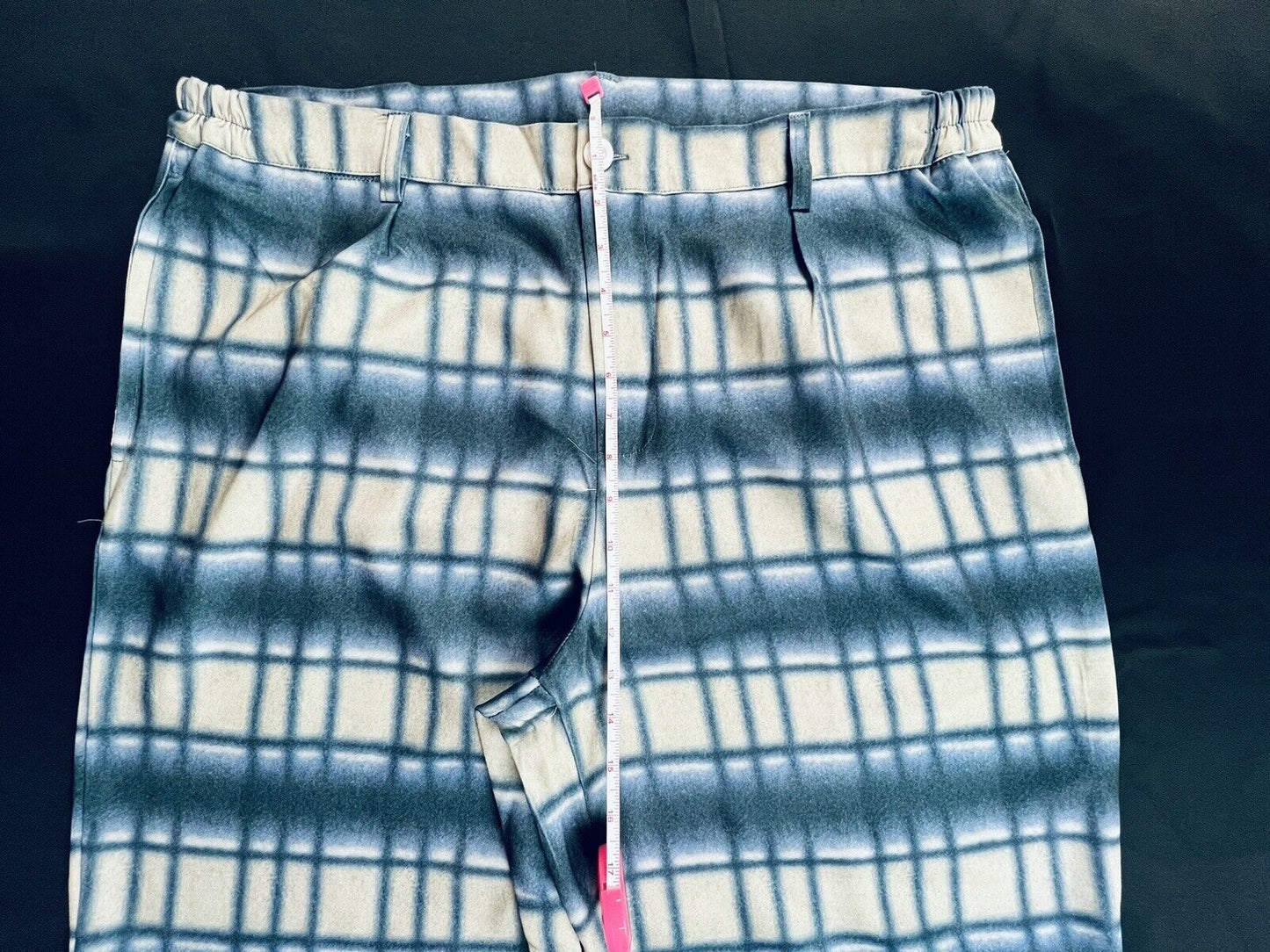 Women's Pants Sz XL Pull-On Polyester Plaid Blue